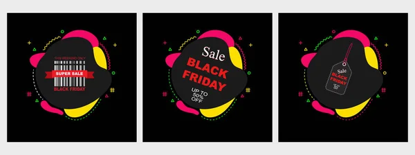 Black Friday Sale Colored Web Banners. Ilustración vectorial . — Vector de stock