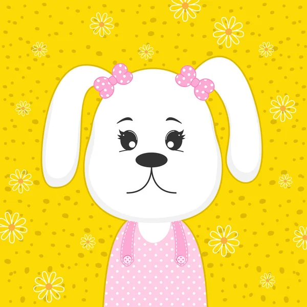 Wenskaart schattig cartoon hondje puppy op gele achtergrond. — Stockvector