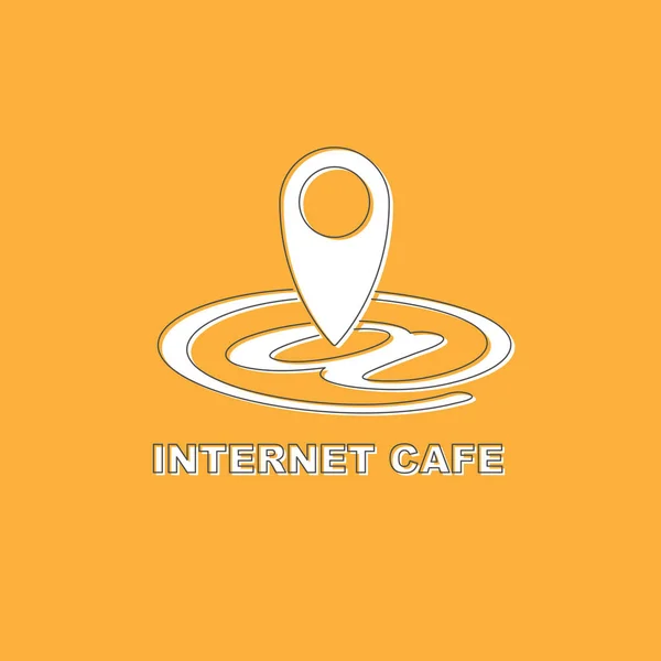 Pictographe Internet café Wifi gratuit hotspot GPS carte emplacement isolé sur fond jaune . — Image vectorielle