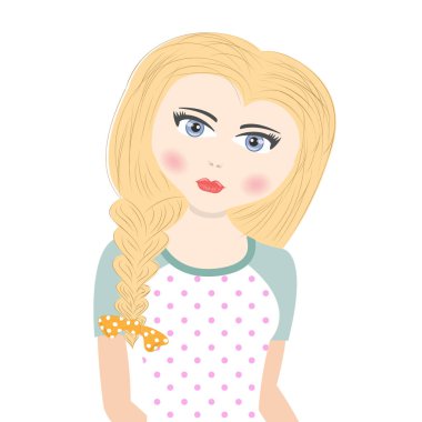 Güzel tatlı kız beyaz bir arka planda izole edilmiş..