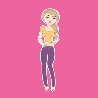 Güzel güzel kız pembe bir arka planda izole edilmiş..