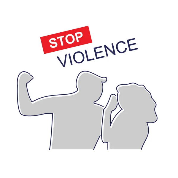 Parem com a violência doméstica. Abuso familiar. Relações de conflito entre homem e mulher . —  Vetores de Stock