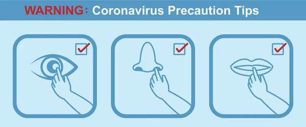 Poster Warning Coronavirus Dicas Precaução Epidemia Global 2019 Ncov Vírus — Vetor de Stock