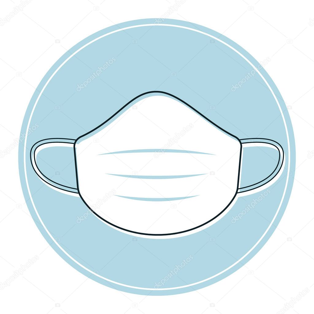 Disposable medical face mask in flat design. Vector illustration.