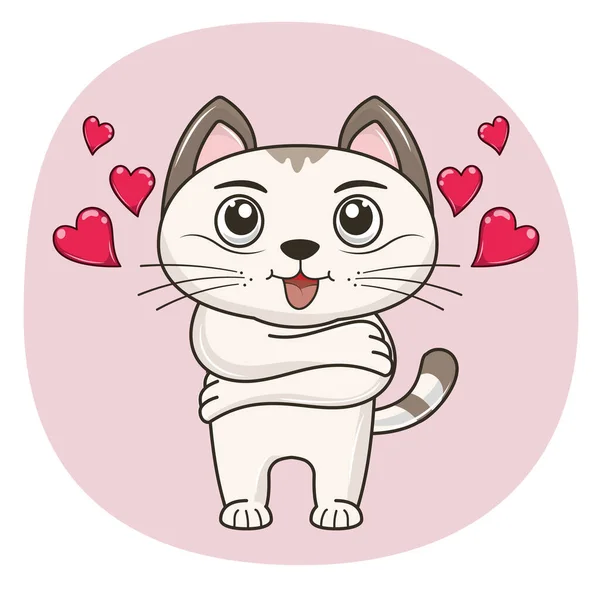 귀여운 만화 고양이 포옹. 아이들을 위한 그래픽 요소, 인사 카드, 표지, 스티커, 포스터. — 스톡 벡터