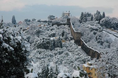 Forte Belevedere kış sezonu ile kar, Florence, İtalya.