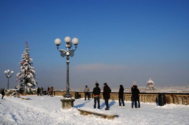 Panorama ile kar kış, Floransa, Toskana bölgesindeki Floransa.