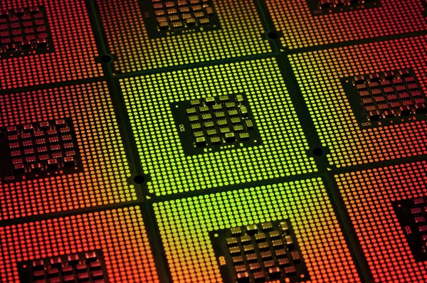 Computerprozessoren auf Lichteffekte ausgerichtet. — Stockfoto