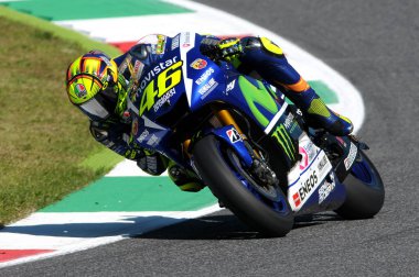 MUGELLO - ITALY, MAY 29-30: Italian Yamaha rider Valentino Rossi at 2015 TIM MotoGP of Italy at Mugello circuit on May 29-30, 2015 clipart