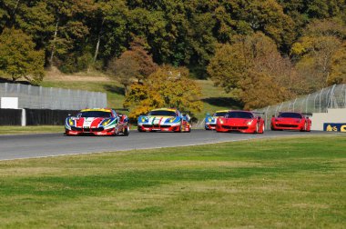 Mugello, bu Kasım, 2015:Ferrari 488 Turbo Gte ve Ferrari 458 Italia Af Corse İtalya mugello tavaf Finali Mondiali Ferrari 2015 tanıtımı sırasında içine