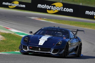 Mugello, İtalya - Kasım, 2015: Bilinmeyen Ferrari 599xx Xx programları, Finali Mondiali Ferrari - Ferrari gün İtalya Mugello pistinde yarış sırasında sürücüler