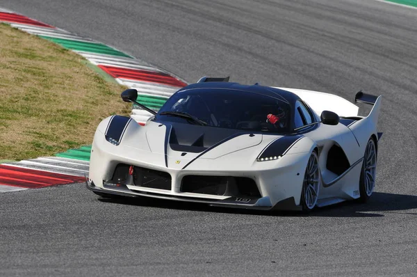 MUGELLO, ITALY - NOVEMBER 6, 2015: Unknown drives Ferrari FXX K during XX Programmes of Finali Mondiali Ferrari - Ferrari Racing Days in Mugello Circuit, Italy. — Stock Photo, Image