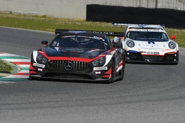 12 ore Hankook Mugello 18 March 2017:#17 IDEC SPORT RACING, Mercedes AMG GT3: Patrice Lafargue, Paul Lafargue, Dimitri Enjalbert on Mugello Circuit, Italy.