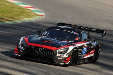 12 ore Hankook Mugello 18 March 2017:#17 IDEC SPORT RACING, Mercedes AMG GT3: Patrice Lafargue, Paul Lafargue, Dimitri Enjalbert on Mugello Circuit, Italy.