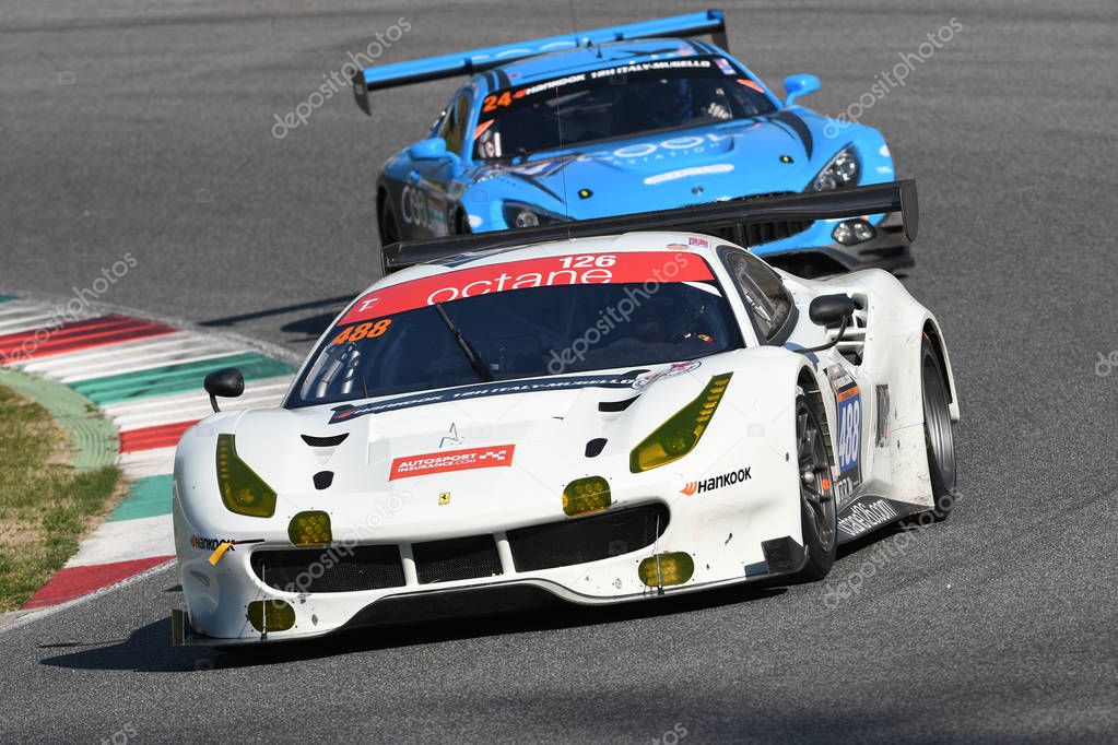 12 ore Hankook Mugello 18 March 2017: #488 Octane 126, Ferrari 488 GT3: Bjorn Grossmann, Fabio Leimer on Mugello Circuit, Italy.