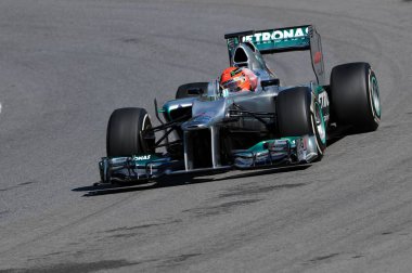 Mugello devre Mayıs 2012: Michael Schumacher Mercedes F1 devre Mugello, İtalya antrenmanda sırasında.