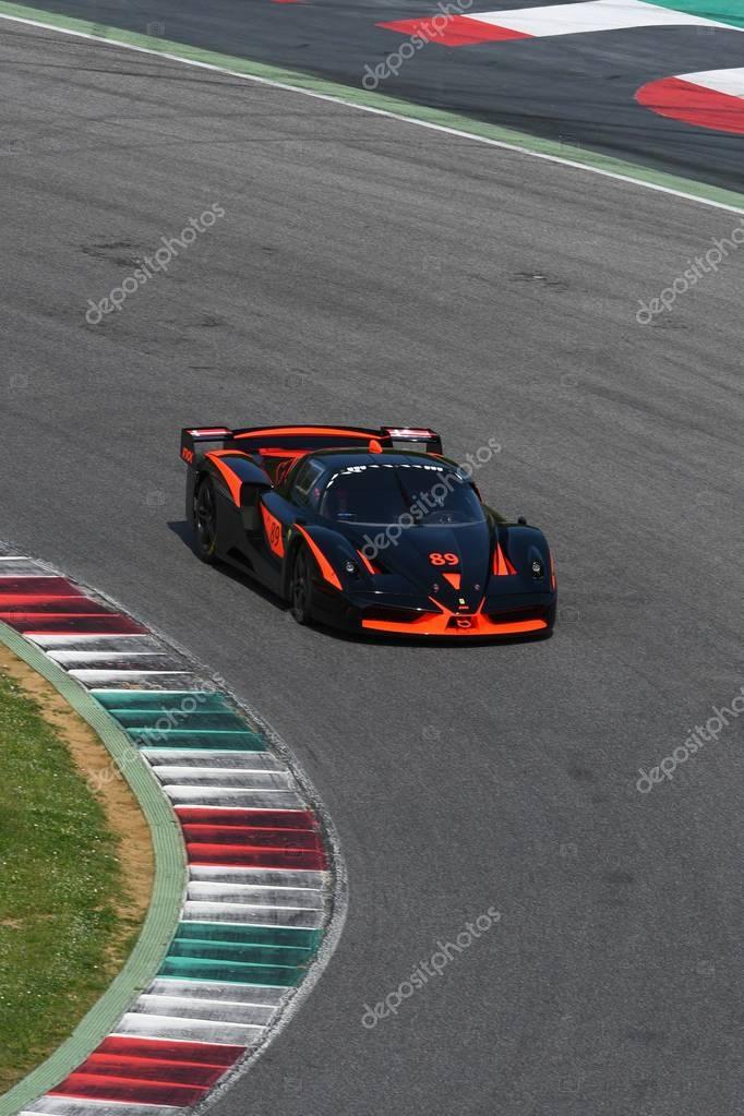 MUGELLO, ITALY - MAY 2017: Unknown Drive Ferrari FXX during XX Programmes of  Ferrari Racing Days in Mugello Circuit, Italy.