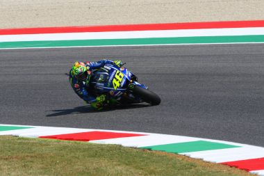 MUGELLO - ITALY, JUNE 2: Italian Yamaha rider Valentino Rossi at 2017 MotoGP GP of Italy on June 2, 2017 clipart
