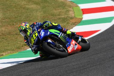MUGELLO - ITALY, JUNE 2: Italian Yamaha rider Valentino Rossi at 2017 MotoGP GP of Italy on June 2, 2017 clipart