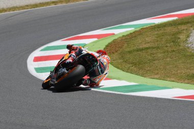 Mugello - ITALY, June 2: Spanish Honda rider Marc Marquez at 2017 Oakley GP of Italy MotoGP at Mugello Circuit on JUNE 2, 2017 clipart