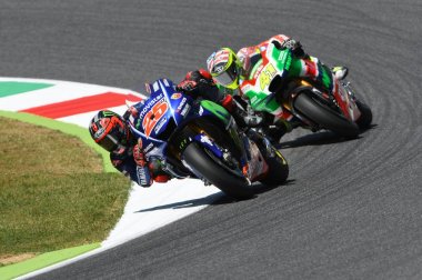 Mugello - İtalya, Haziran 3: İspanyolca Yamaha rider 2017 Motogp Oakley Gp İtalya Mugello pistinde 3 Haziran 2017 üzerinde İtalya'da eleme Maverick Vinales.