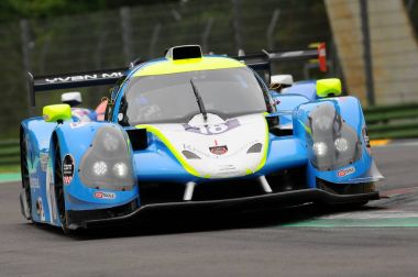 Imola, İtalya Mayıs 13, 2016:M.Racing - Ymr Fra Ligier Js P3 - Nissan Thomas Laurent (Fra) Yann Ehrlacher (Fra) Alexandre Cougnaud (Fra), eylem sırasında Avrupa Le Mans serisi - İtalya.