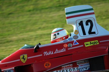 Mugello, o, Kasım, 2007: Bilinmeyen çalıştırmak klasik tarihi Ferrari F1 312t 1975 eski Niki Lauda Finali Mondiali Ferrari 2007'ye İtalya mugello devre sırasında