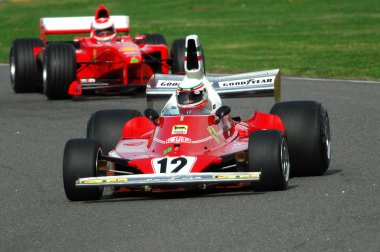 Mugello, o, Kasım, 2007: Bilinmeyen çalıştırmak klasik tarihi Ferrari F1 312t 1975 eski Niki Lauda Finali Mondiali Ferrari 2007'ye İtalya mugello devre sırasında
