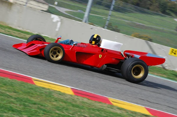 Mugello Itália Novembro, 2007: Corrida desconhecida com seu histórico 1970 Ferrari F1 312 B3 (spazzaneve) em Mugello Circuit in italy during Finali Mondiali Ferrari 2007 . — Fotografia de Stock