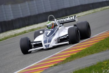 Mugello devre 1 Nisan 2007: bilinmeyen çalıştırmak klasik F1 araba 1980 Brabham Bt49 Nelson Piquet ex / Riccardo Patrese Mugello devre Mugello tarihi Festivali sırasında İtalya üzerinde.