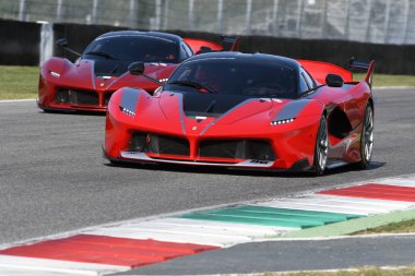 MUGELLO, ITALY - OCTOBER 26, 2017: Ferrari FXX-K during Finali Mondiali Ferrrari 2017 - XX Programmes in Mugello Circuit clipart