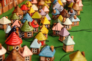 Noel süslemeleri bir pazarda. Xmas arka plan