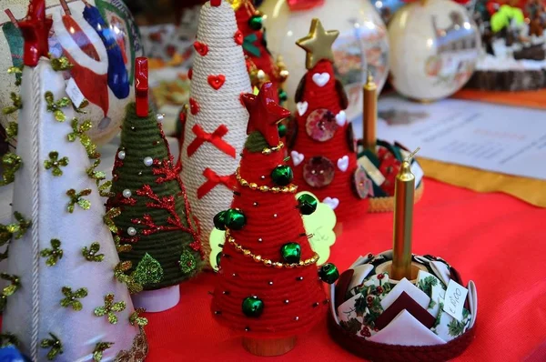 Decoraciones Navidad Mercado Fondo Navidad —  Fotos de Stock