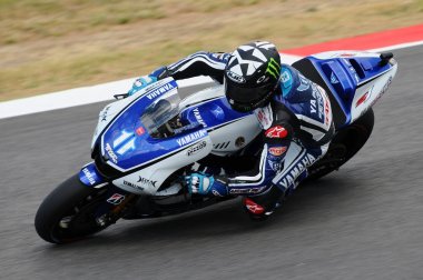 Mugello devre - 13 Temmuz 2012: Ben casuslarıyla resmi ekip Yamaha İtalya'nın Motogp Grand Prix eleme oturumu sırasında.