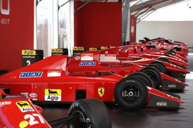 Mugello, bu Ekim, 2017: 640 Ferrari F1 Nigel Mansell ve Finali Mondiali Ferrari 2017 devre Mugello Ferrari yıldönümü 1947-2017 Paddock Show'da Gherard Berger (F1-89). İtalya