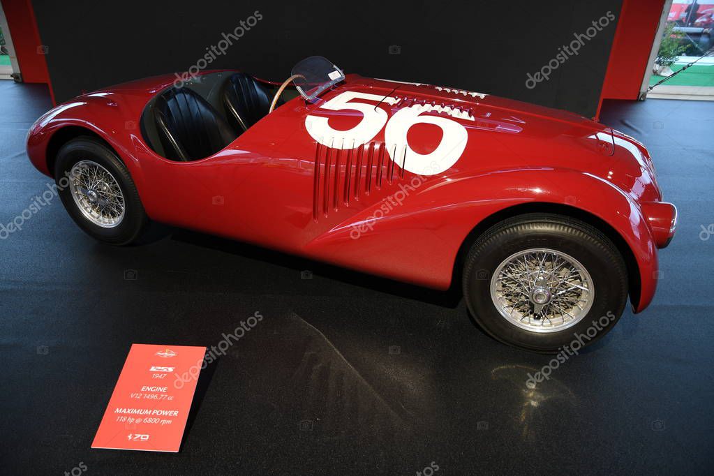 MUGELLO, IT, October, 2017: The first Ferrari 125 S 1947 at Paddock Show of Ferrari Anniversary 1947-2017 in Mugello Circuit at Finali Mondiali Ferrari 2017. Italy