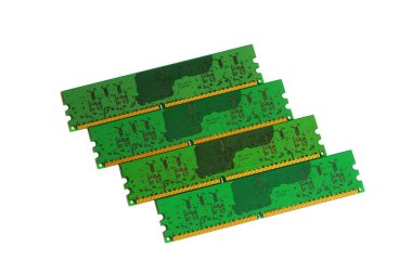 Beyaz arka planda yalıtılmış eski Pc Ram Bellek Modülleri