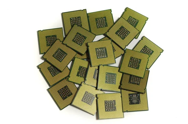 Föråldrade Cpu Datorprocessorn Isolerad Vit Bakgrund — Stockfoto