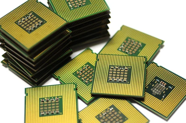 Verouderde Cpu Processor Van Computer Geïsoleerd Witte Achtergrond — Stockfoto