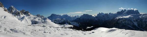 Mooie Winter Panorama Landschap Van Cima Uomo Passo San Pellegrino — Stockfoto