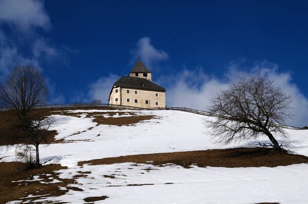 13 March 2009: Ciastel de Tor Castle at S. Martino in Badia, Alta Badia, Dolomiti - Italy.