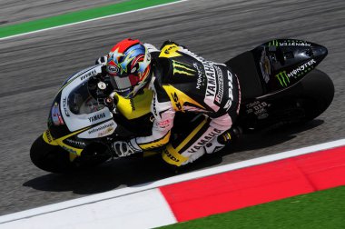 Misano - İtalya, 5 Eylül 2009: Amerikan Yamaha Tech3 binici Colin Edwards, 2009 Gran Premio Cinzano Di San Marino E Della Riviera Di Rimini Misano World Circuit İtalya üzerinde.