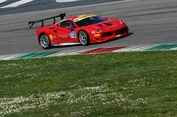 Mugello Itália Março 2018 Saada Jean Claude Conduz Ferrari 488 — Fotografia de Stock