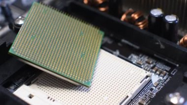 Yakın kadar Cpu ve göreli soketine ve Pc anakart üzerinde. Döngüsel 4 k Video.