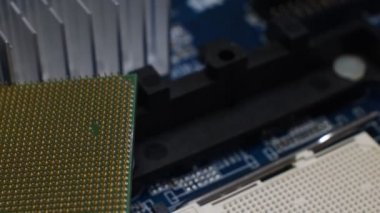 Yakın kadar Cpu ve göreli soketine ve Pc anakart üzerinde. Döngüsel 4 k Video.