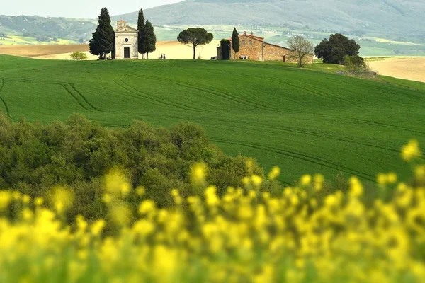 Italia Toscana Abril 2018 Capilla Vitaleta Capilla Vitaleta Cerca San — Foto de Stock