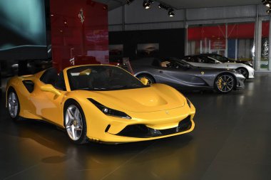 Mugello Pisti, 25 Ekim 2019: Ferrari F8 Spyder İtalya 'daki Mugello Pisti' nde Finali Mondiali Ferrari 2019 sırasında sergilenmektedir. Ferrari S.P.A., İtalyan lüks spor araba üreticisi.. 