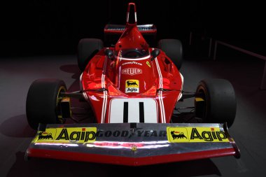 Mugello Pisti, 25 Ekim 2019: Klasik F1 Ferrari 312 1974 model eski Niki Lauda ve Clay Regazzoni İtalya 'daki Mugello Pisti' nde düzenlenen Finali Mondiali Ferrari 2019 sırasında sergilenmektedir..