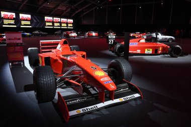 Mugello Pisti, 25 Ekim 2019: F1 Ferrari F300 of the Year 1997 ex Michael Schumacher İtalya 'daki Mugello Pisti' nde Mondiali Ferrari 2019 Finali sırasında sergilenmektedir..