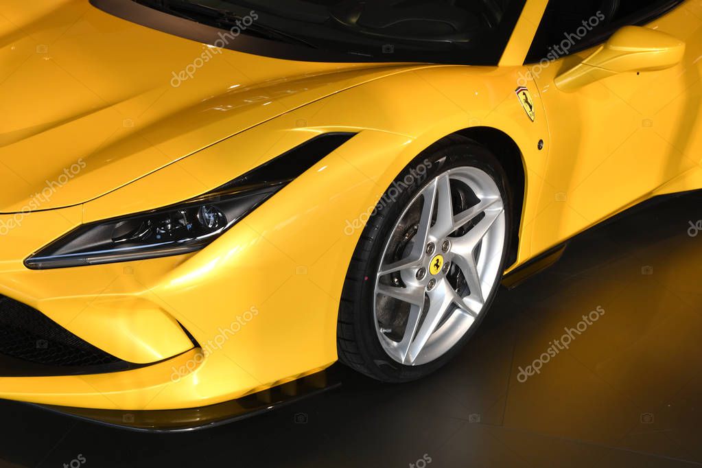 Mugello Circuit, 25 October 2019: Ferrari F8 Spyder on display during Finali Mondiali Ferrari 2019 at Mugello Circuit in Italy. Ferrari S.P.A. is an Italian luxury sports car manufacturer.